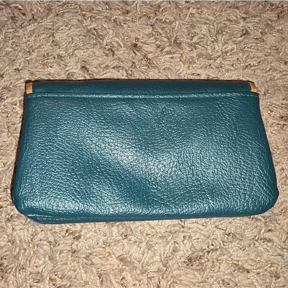 Source Unknown Teal and Tan Clutch